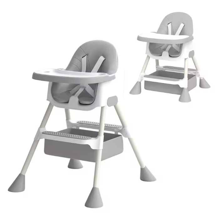 2-in-1 Baby Kinderstoel – Met Voetensteun, Dubbele Eettray en Eenvoudig Schoon te Maken