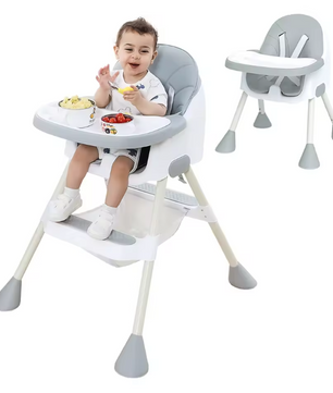 2-in-1 Baby Kinderstoel – Met Voetensteun, Dubbele Eettray en Eenvoudig Schoon te Maken