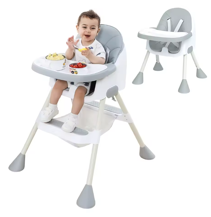 2-in-1 Baby Kinderstoel – Met Voetensteun, Dubbele Eettray en Eenvoudig Schoon te Maken