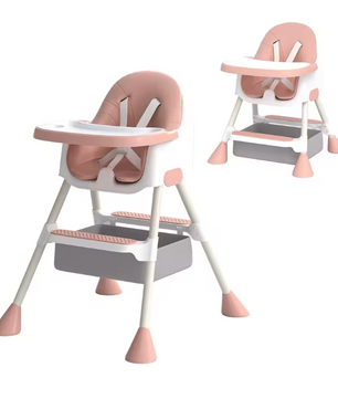 2-in-1 Baby Kinderstoel – Met Voetensteun, Dubbele Eettray en Eenvoudig Schoon te Maken