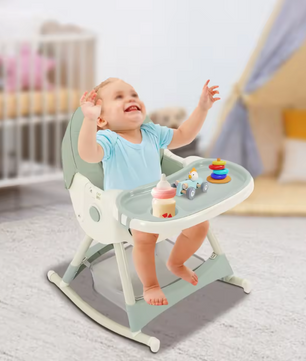 3-in-1 Baby Kinderstoel – Verstelbare Eet-, Lig- en Schommelstoel