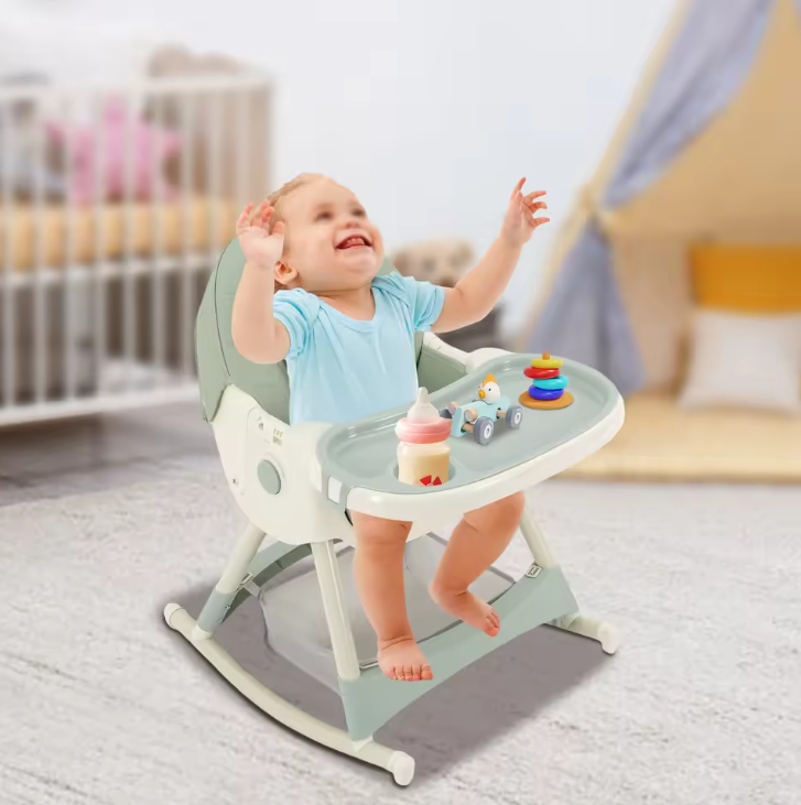 3-in-1 Baby Kinderstoel – Verstelbare Eet-, Lig- en Schommelstoel