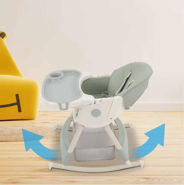 3-in-1 Baby Kinderstoel – Verstelbare Eet-, Lig- en Schommelstoel
