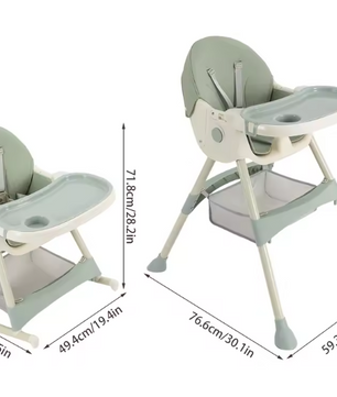 3-in-1 Baby Kinderstoel – Verstelbare Eet-, Lig- en Schommelstoel