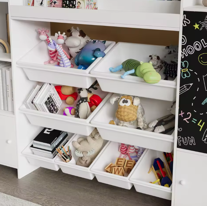 Kinderboekenplank met Open Opbergruimte en Schoolbord – Voor Boeken en Speelgoed