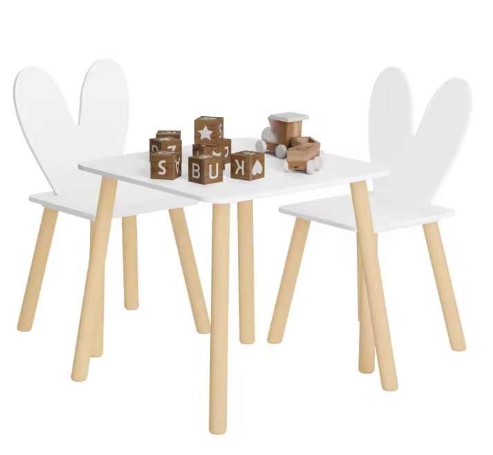 Kindertafel met 2 Stoelen – Activiteitentafel voor Eten, Leren en Tekenen