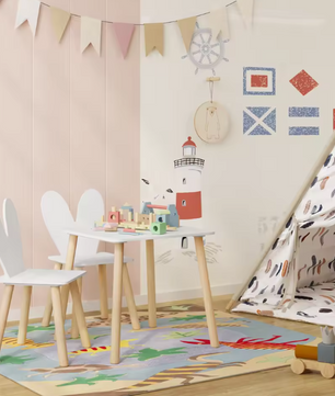 Kindertafel met 2 Stoelen – Activiteitentafel voor Eten, Leren en Tekenen