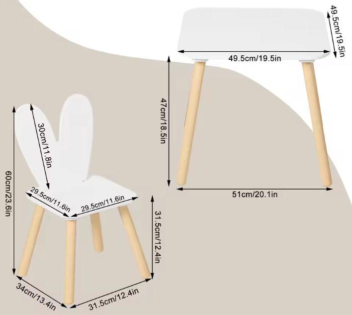 Kindertafel met 2 Stoelen – Activiteitentafel voor Eten, Leren en Tekenen