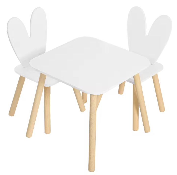 Kindertafel met 2 Stoelen – Activiteitentafel voor Eten, Leren en Tekenen