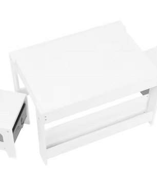 Kindertafel met 2 Stoelen en Opbergruimte – Omkeerbaar Schoolbord