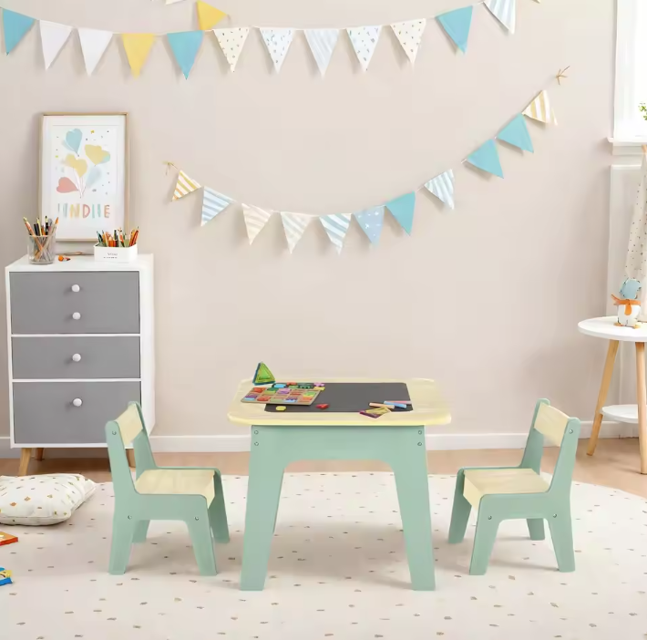 Activiteitentafel met 2 Stoelen en Opbergruimte – 4-in-1 Speel- en Leerset