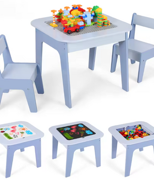 Activiteitentafel met 2 Stoelen en Opbergruimte – 4-in-1 Speel- en Leerset