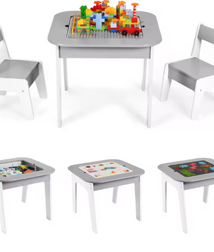 Activiteitentafel met 2 Stoelen en Opbergruimte – 4-in-1 Speel- en Leerset