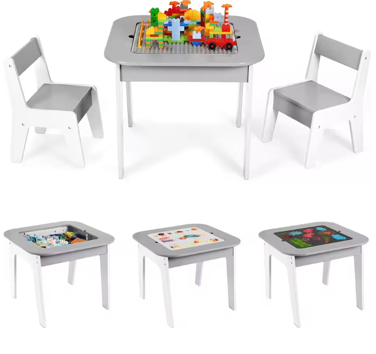 Activiteitentafel met 2 Stoelen en Opbergruimte – 4-in-1 Speel- en Leerset