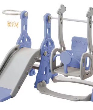 4-in-1 Kinderspeeltuin met Glijbaan, Schommel, Klimladder en Basketbalring