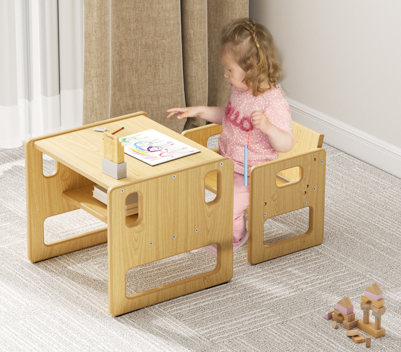 Houten Kinderbureau met Stoel – Studietafel en Speelmeubel voor Kinderen