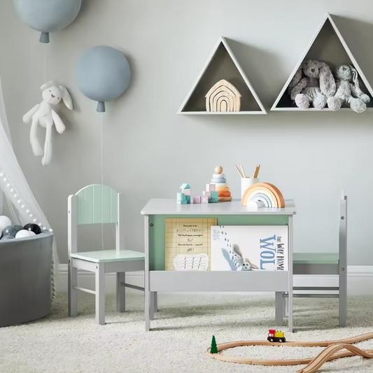Kindertafel met Stoelen – Kinderzitgroep met Opbergplank, Stevig en Comfortabel