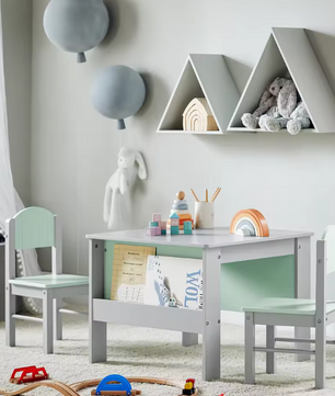 Kindertafel met Stoelen – Kinderzitgroep met Opbergplank, Stevig en Comfortabel