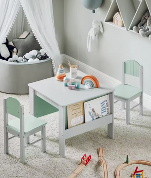 Kindertafel met Stoelen – Kinderzitgroep met Opbergplank, Stevig en Comfortabel