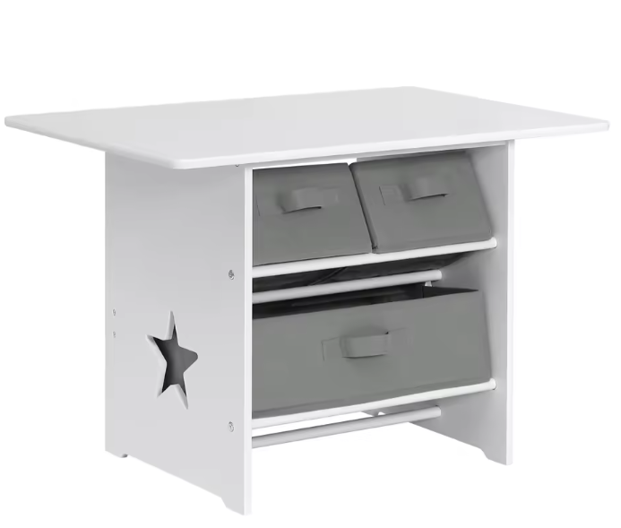Kindertafel met 2 Stoelen en Opbergruimte – Kindermeubelset voor Leren en Spelen