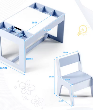 3-in-1 Houten Kindertafel met 2 Stoelen en Opbergruimte