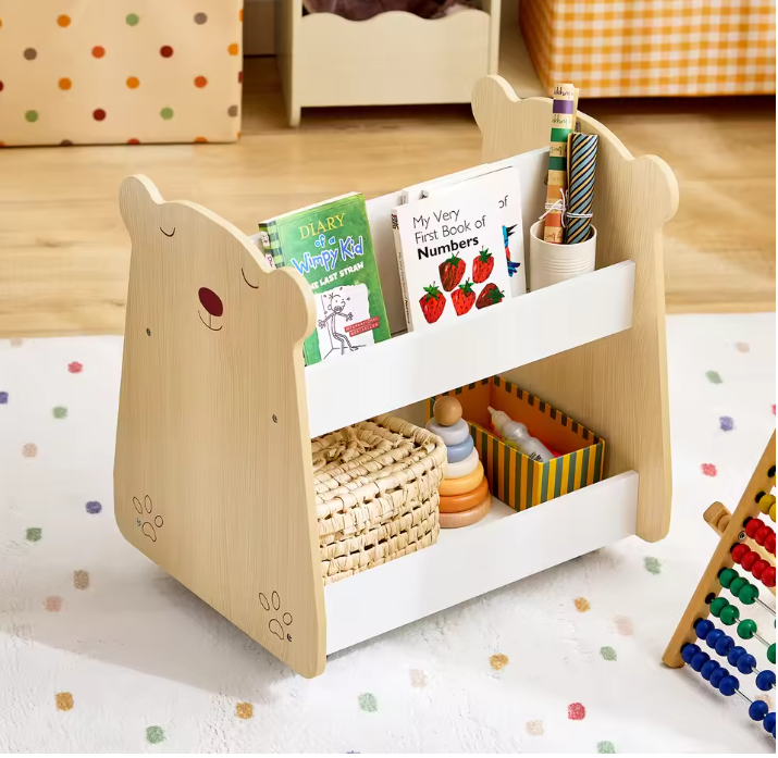 Kinderopbergkast met Wielen – Organizer voor Boeken en Speelgoed