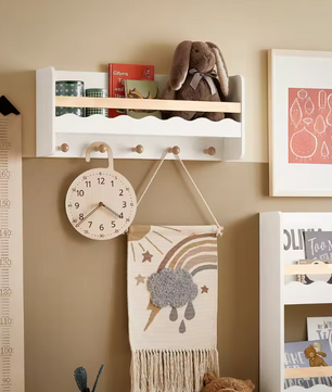Kinder Wandgarderobe met Boekenplank en Haken – Praktische Opbergoplossing voor Kinderkamer