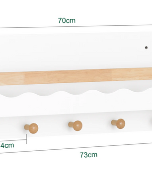 Kinder Wandgarderobe met Boekenplank en Haken – Praktische Opbergoplossing voor Kinderkamer