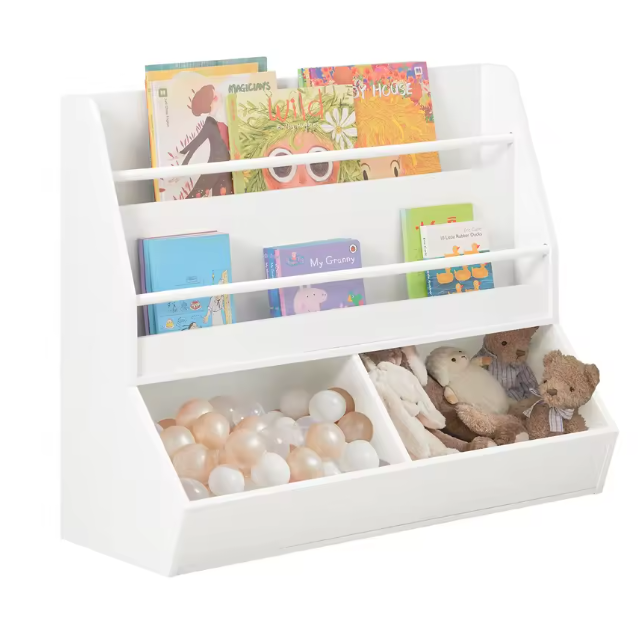 Kinder Wandgarderobe met Krijtbord en Opbergvakken – Boekenplank en Kapstok voor Kinderkamer