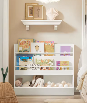 Kinder Wandgarderobe met Krijtbord en Opbergvakken – Boekenplank en Kapstok voor Kinderkamer