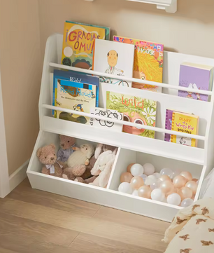 Kinder Wandgarderobe met Krijtbord en Opbergvakken – Boekenplank en Kapstok voor Kinderkamer