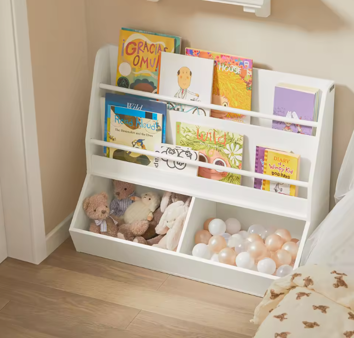 Kinder Wandgarderobe met Krijtbord en Opbergvakken – Boekenplank en Kapstok voor Kinderkamer