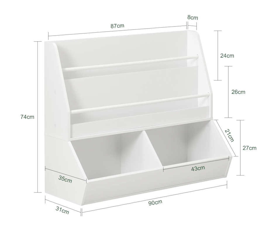 Kinder Wandgarderobe met Krijtbord en Opbergvakken – Boekenplank en Kapstok voor Kinderkamer