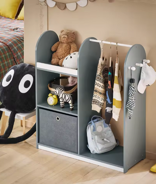 Kinderkapstok met Garderobekast en Opbergdoos – Kledingstandaard voor Kinderkamer