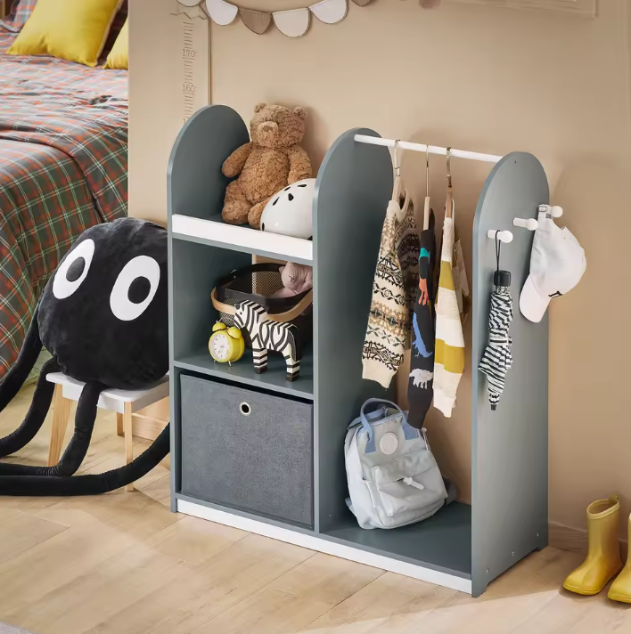 Kinderkapstok met Garderobekast en Opbergdoos – Kledingstandaard voor Kinderkamer