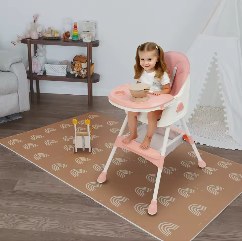 Verstelbare Baby Kinderstoel met Dubbel Dienblad en Veiligheidsgordel