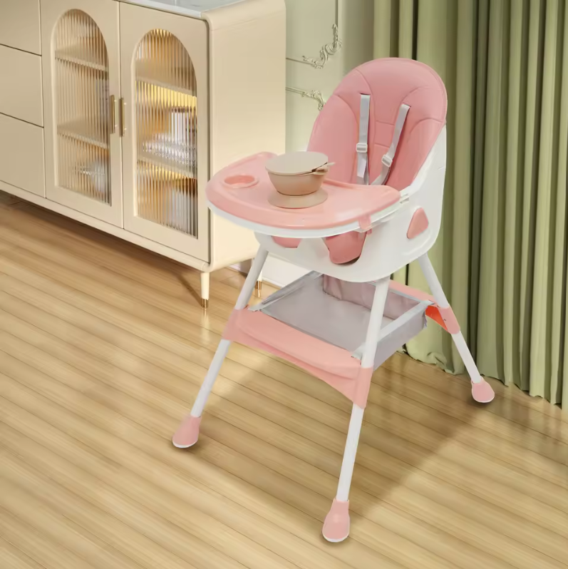 Verstelbare Baby Kinderstoel met Dubbel Dienblad en Veiligheidsgordel