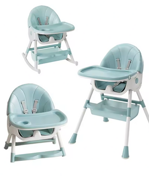 6-in-1 Verstelbare Baby Kinderstoel met Wielen, Ligstand en Dienblad