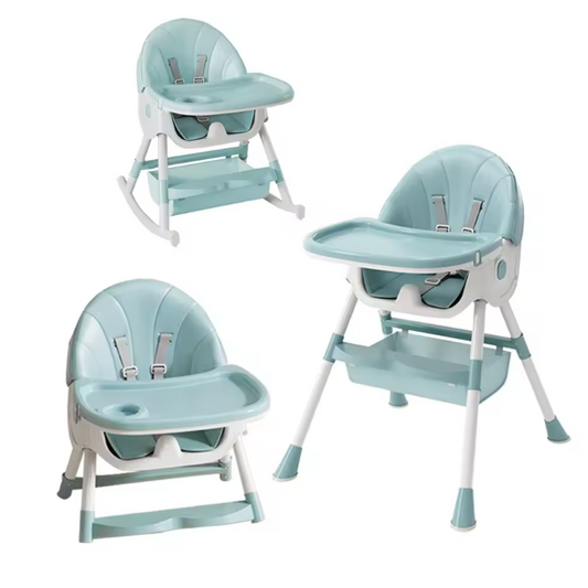 6-in-1 Verstelbare Baby Kinderstoel met Wielen, Ligstand en Dienblad