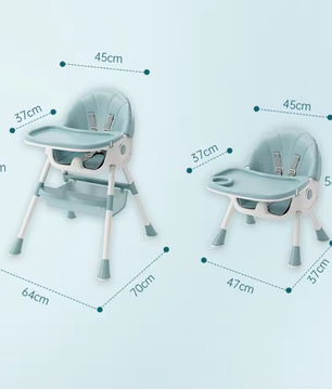 6-in-1 Verstelbare Baby Kinderstoel met Wielen, Ligstand en Dienblad