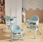 6-in-1 Verstelbare Baby Kinderstoel met Wielen, Ligstand en Dienblad