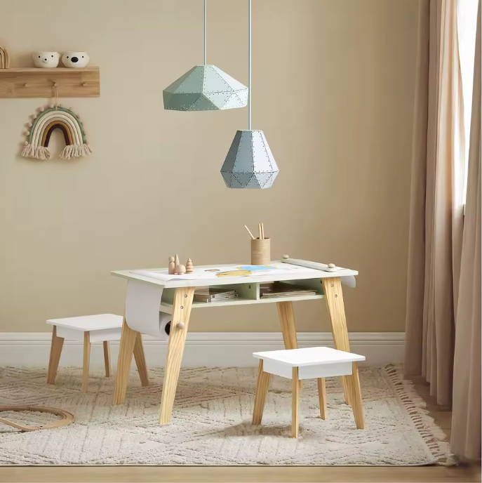 Kinder Tafel met 2 Stoelen en Opbergruimte – Creatieve Speel- en Leerset
