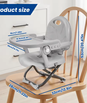 Opvouwbare Baby Zitverhoger met Afneembaar Dienblad – Compact en Draagbaar