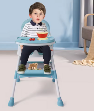 Verstelbare Baby Kinderstoel met Dubbel Dienblad en Veiligheidsgordel