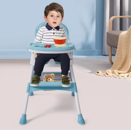 Verstelbare Baby Kinderstoel met Dubbel Dienblad en Veiligheidsgordel