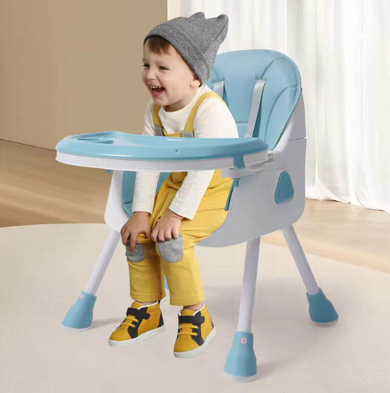Verstelbare Baby Kinderstoel met Dubbel Dienblad en Veiligheidsgordel