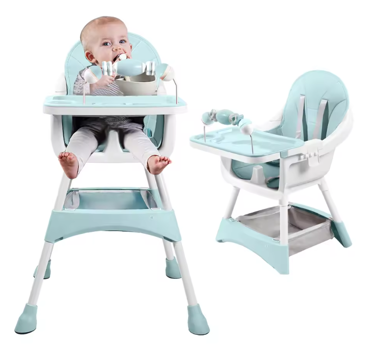 Draagbare Baby Kinderstoel met Dubbel Dienblad en Speelrek