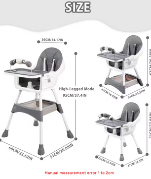 Draagbare Baby Kinderstoel met Dubbel Dienblad en Speelrek