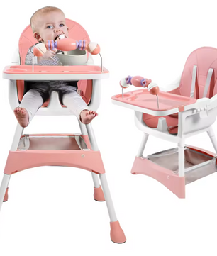 Draagbare Baby Kinderstoel met Dubbel Dienblad en Speelrek