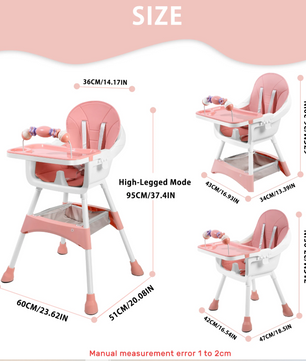 Draagbare Baby Kinderstoel met Dubbel Dienblad en Speelrek
